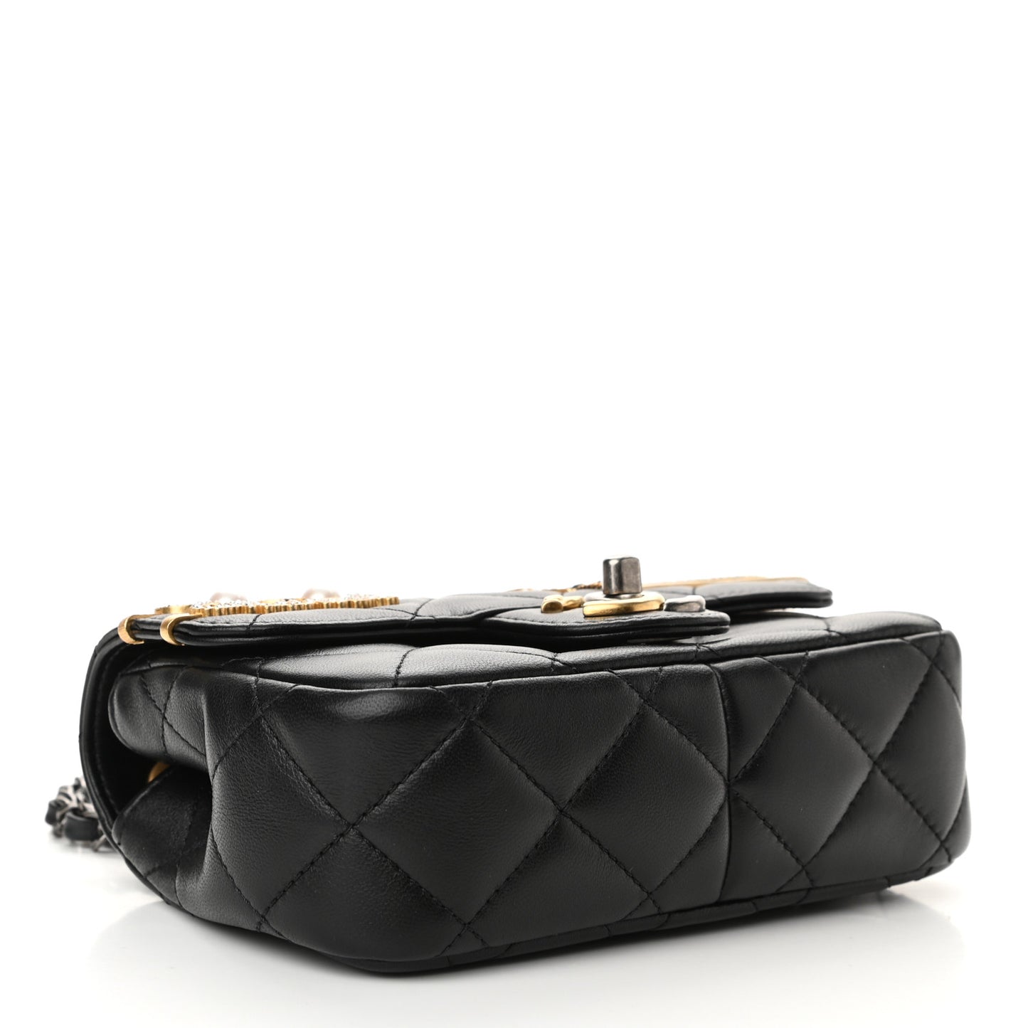 Lambskin Quilted Mini Coco Clips Single Flap Black