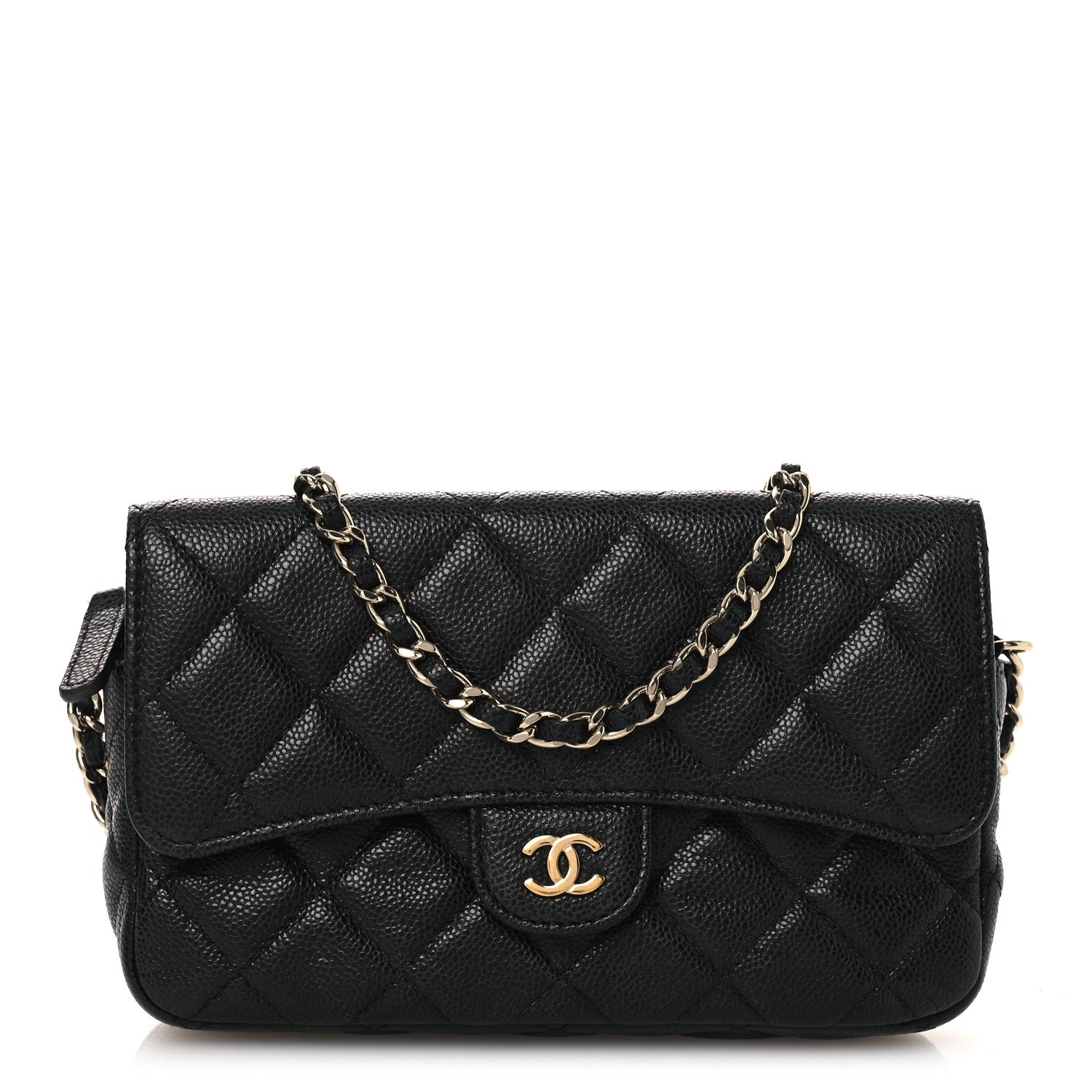 Chanel Caviar Quilted Flap Phone Holder With Chain Black 1 of 15