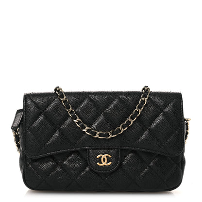 Chanel Caviar Quilted Flap Phone Holder With Chain Black 1 of 15