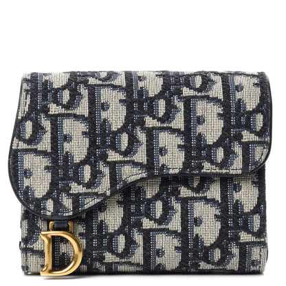 Christian Dior Oblique Saddle Lotus Wallet Blue 1 of 7