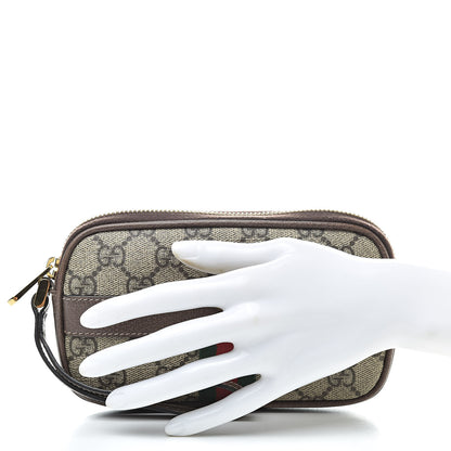 Gucci GG Supreme Monogram Ophidia Phone Case Wristlet Brown 2 of 10