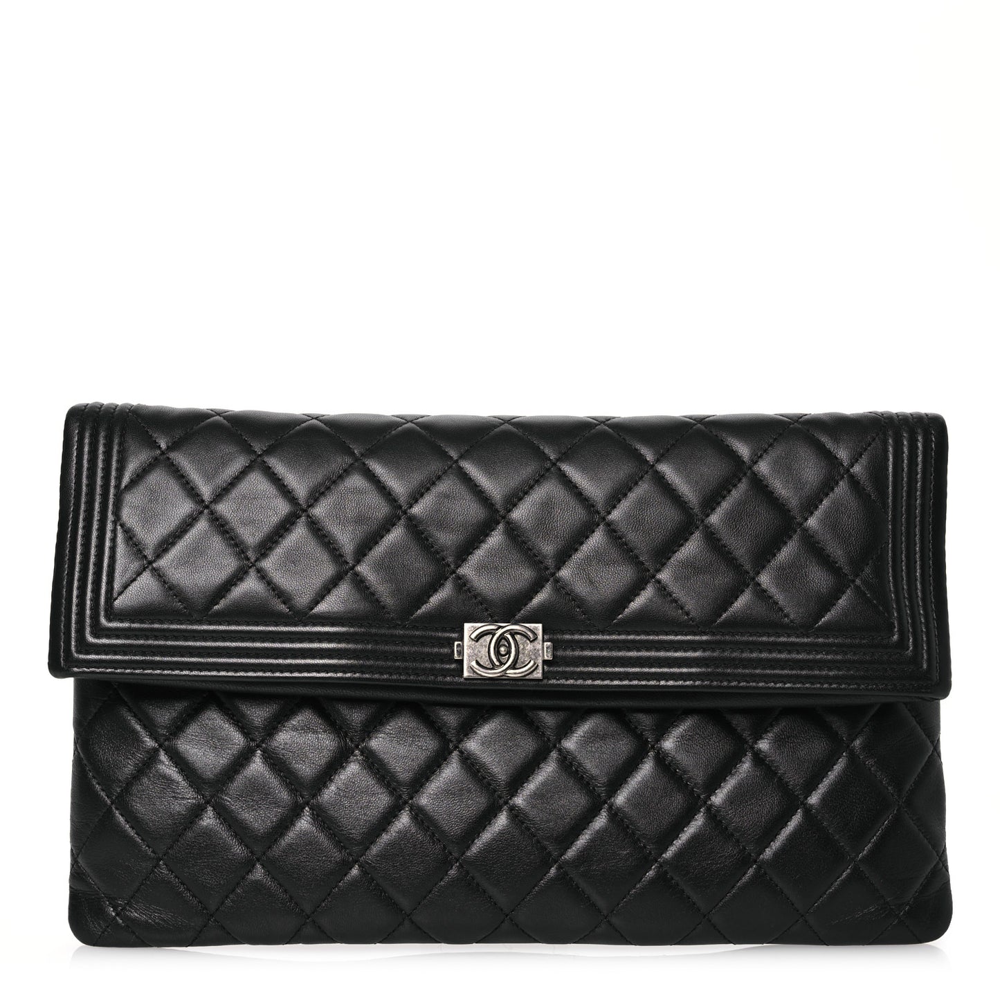 Lambskin Quilted Beauty CC Boy Clutch Black