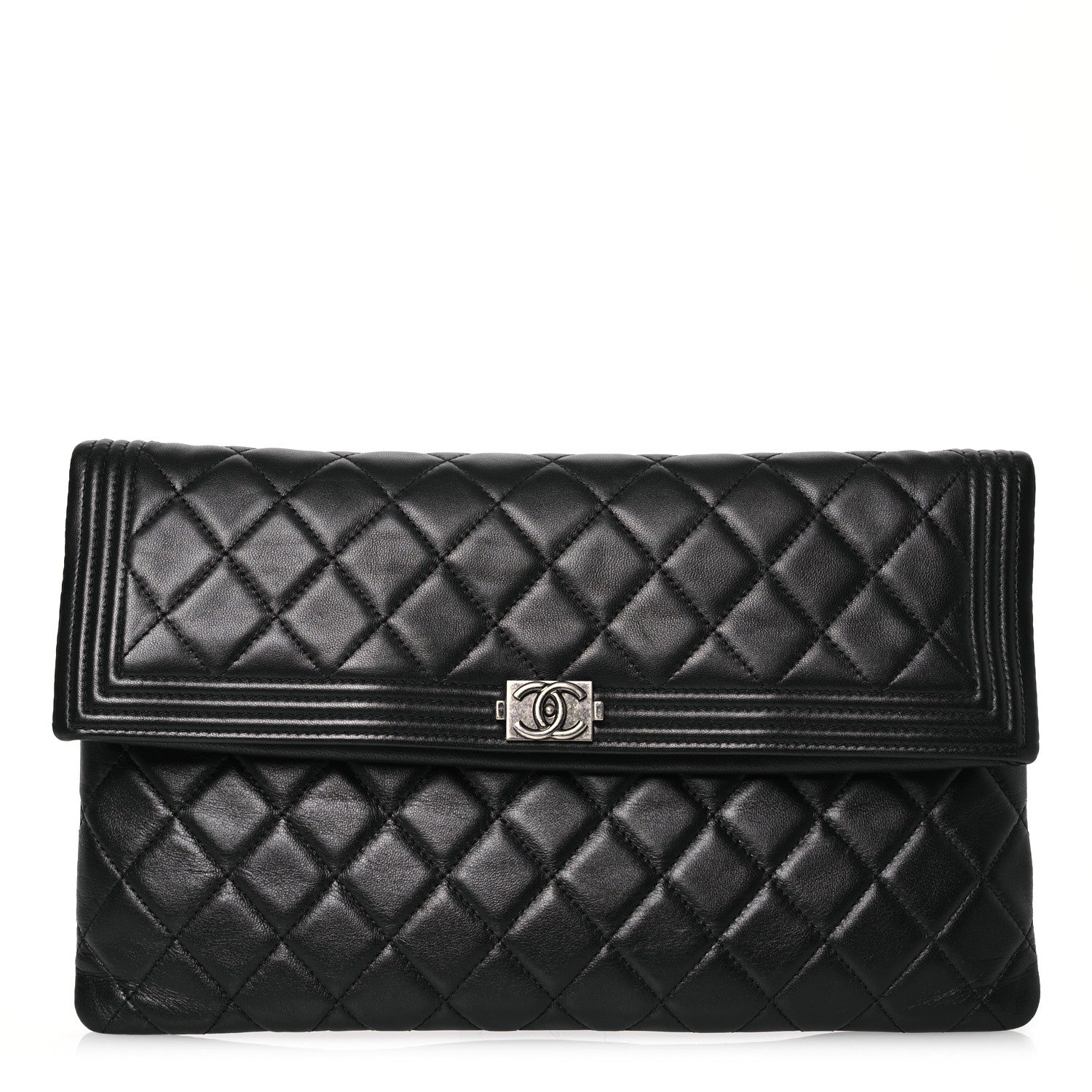 Chanel Lambskin Quilted Beauty CC Boy Clutch Black 1 of 11
