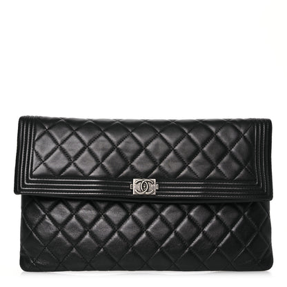 Chanel Lambskin Quilted Beauty CC Boy Clutch Black 1 of 11