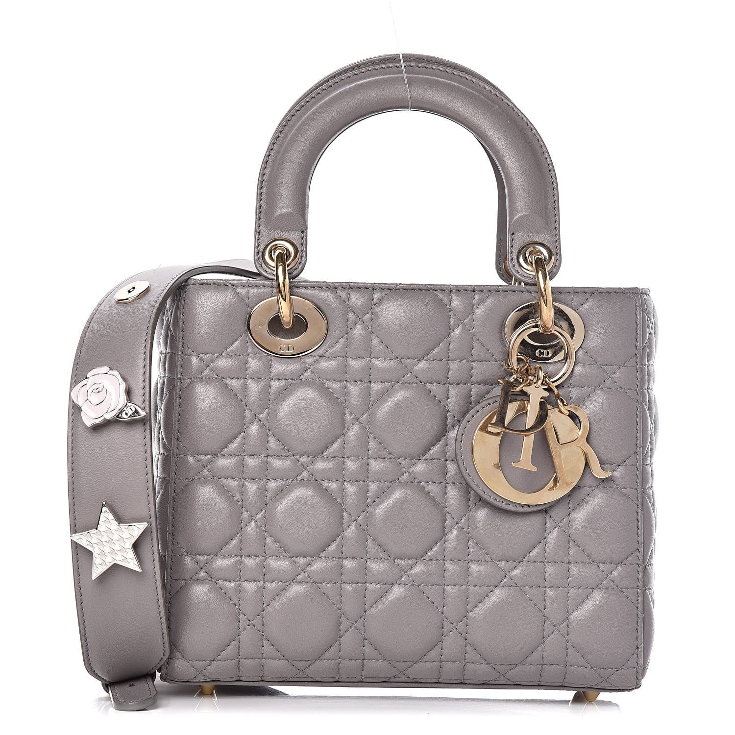 Christian Dior Lambskin Cannage Small My Lady Dior Gris 1 of 12