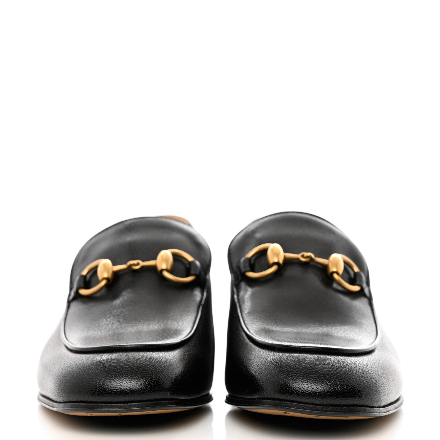 Gucci Goatskin Womens Horsebit Mid-Heel Loafers 38.5 Black 2 of 8