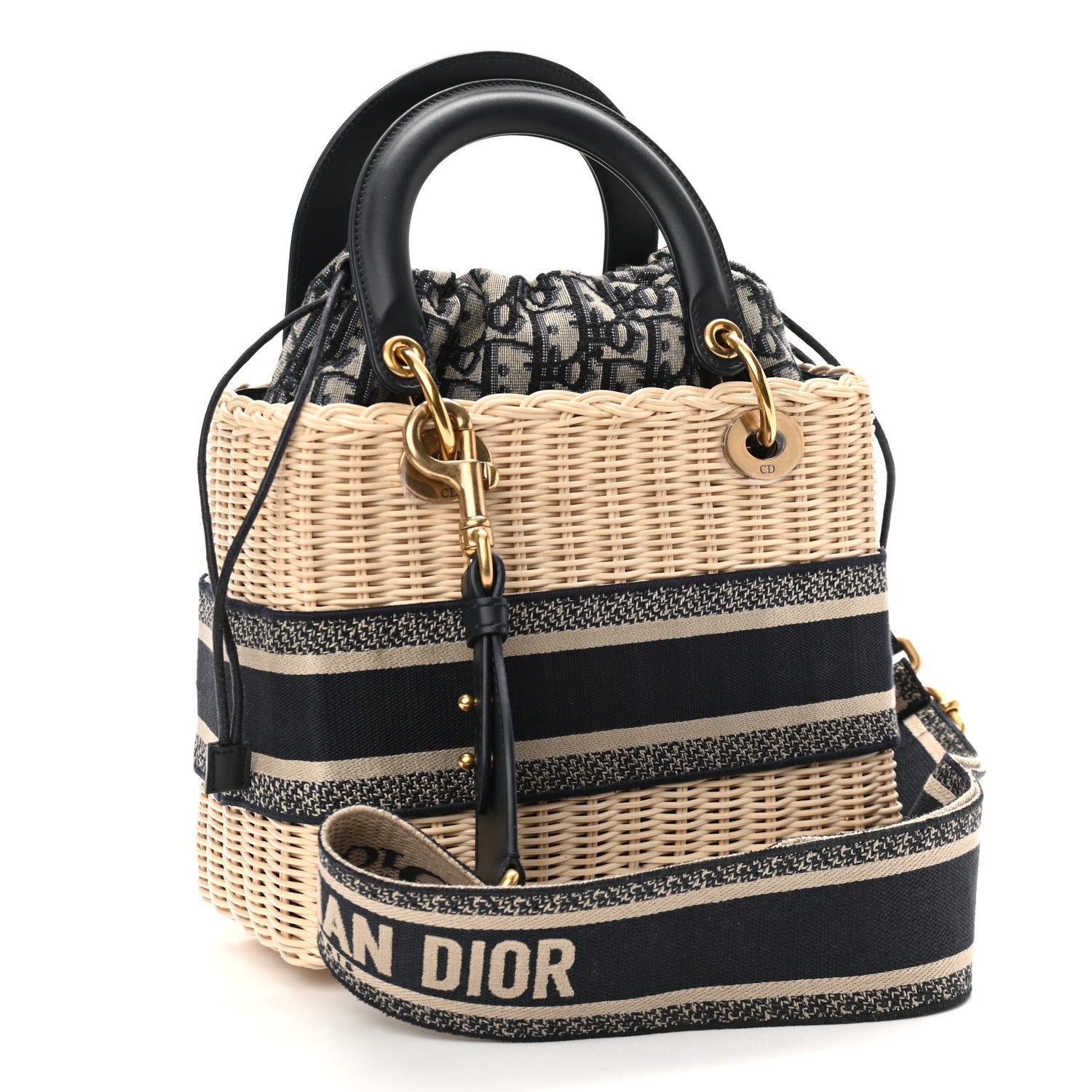 Christian Dior Wicker Oblique Medium Lady Dior Bag Blue 3 of 9