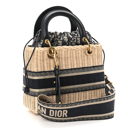 Christian Dior Wicker Oblique Medium Lady Dior Bag Blue 3 of 9