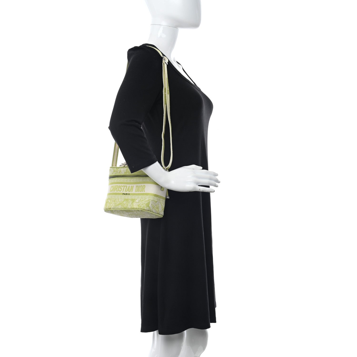 Christian Dior Canvas Embroidered Toile De Jouy Small Travel Vanity Case Green 2 of 13
