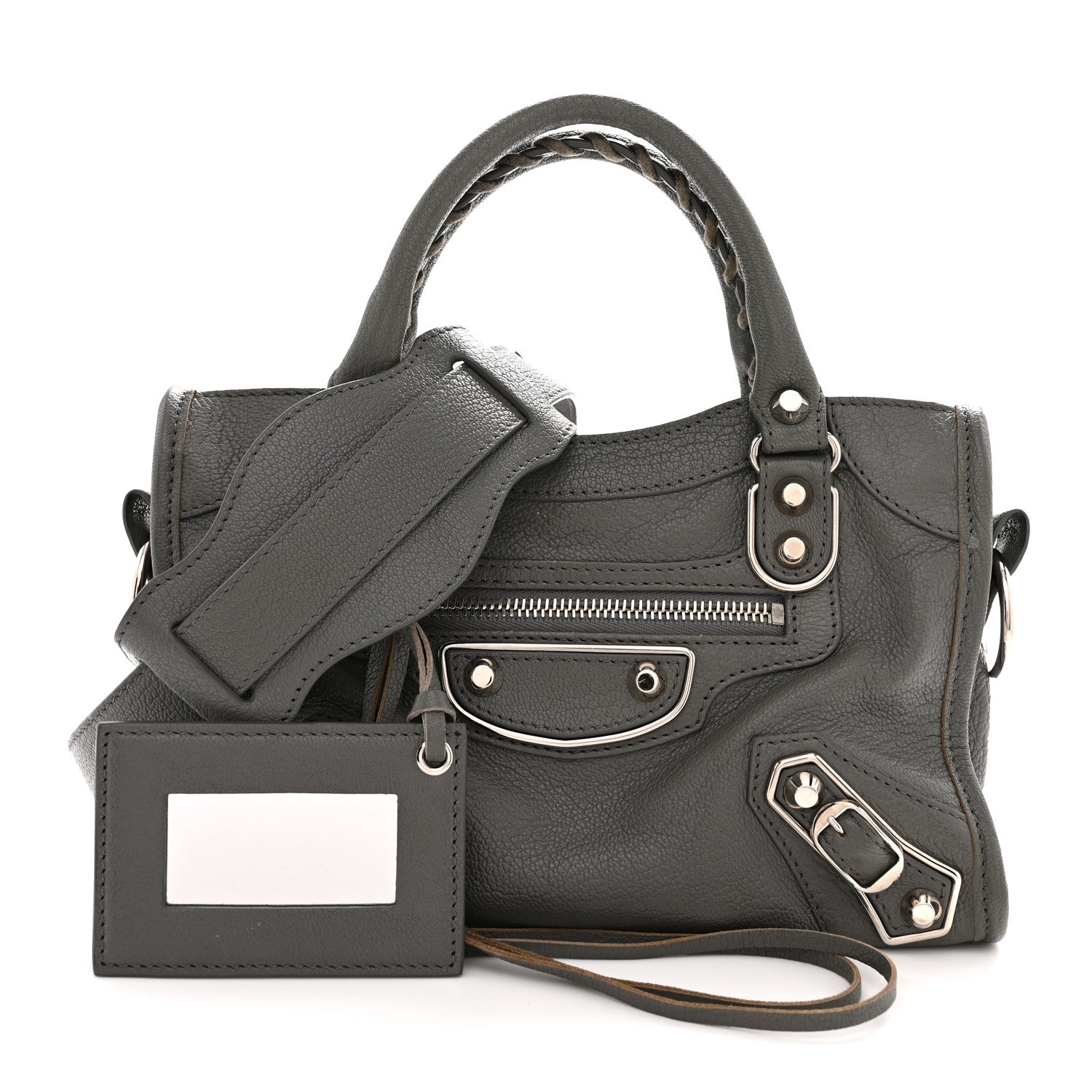 Balenciaga Chevre Silver Metallic Edge Hardware Mini City Bleu Acier 3 of 13
