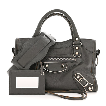 Balenciaga Chevre Silver Metallic Edge Hardware Mini City Bleu Acier 3 of 13