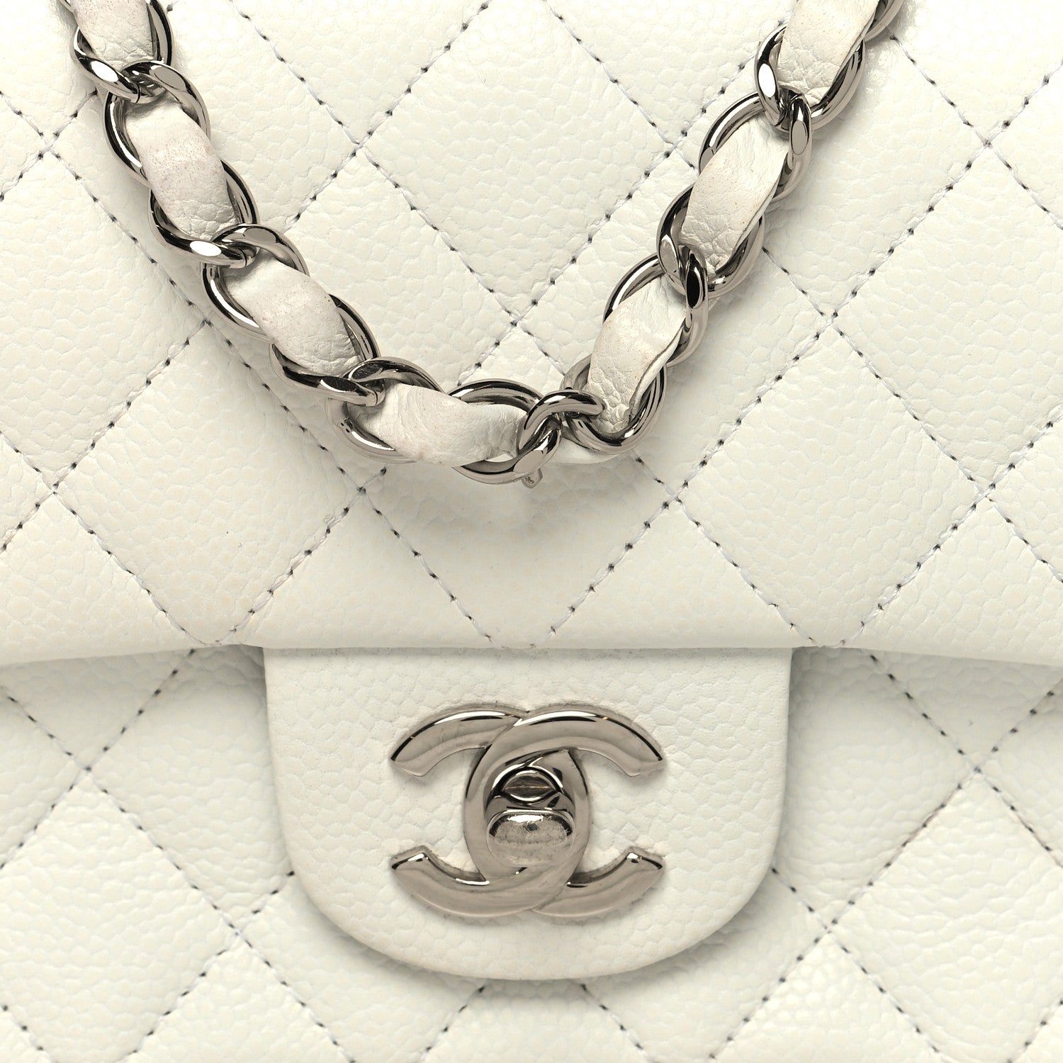 Chanel Caviar Quilted Mini Rectangular Flap White 8 of 12