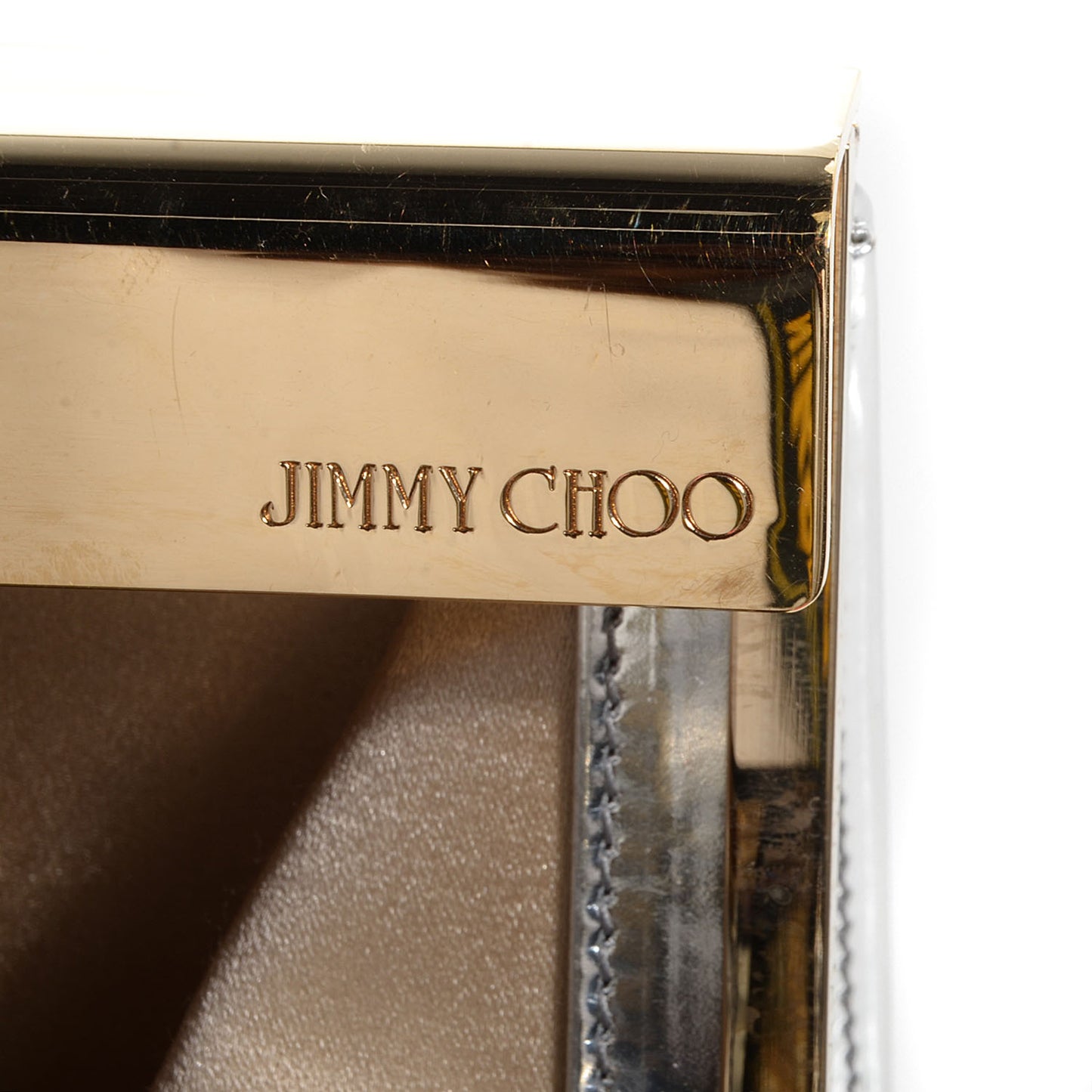 Mirrored Calfskin Cayla Clutch Silver