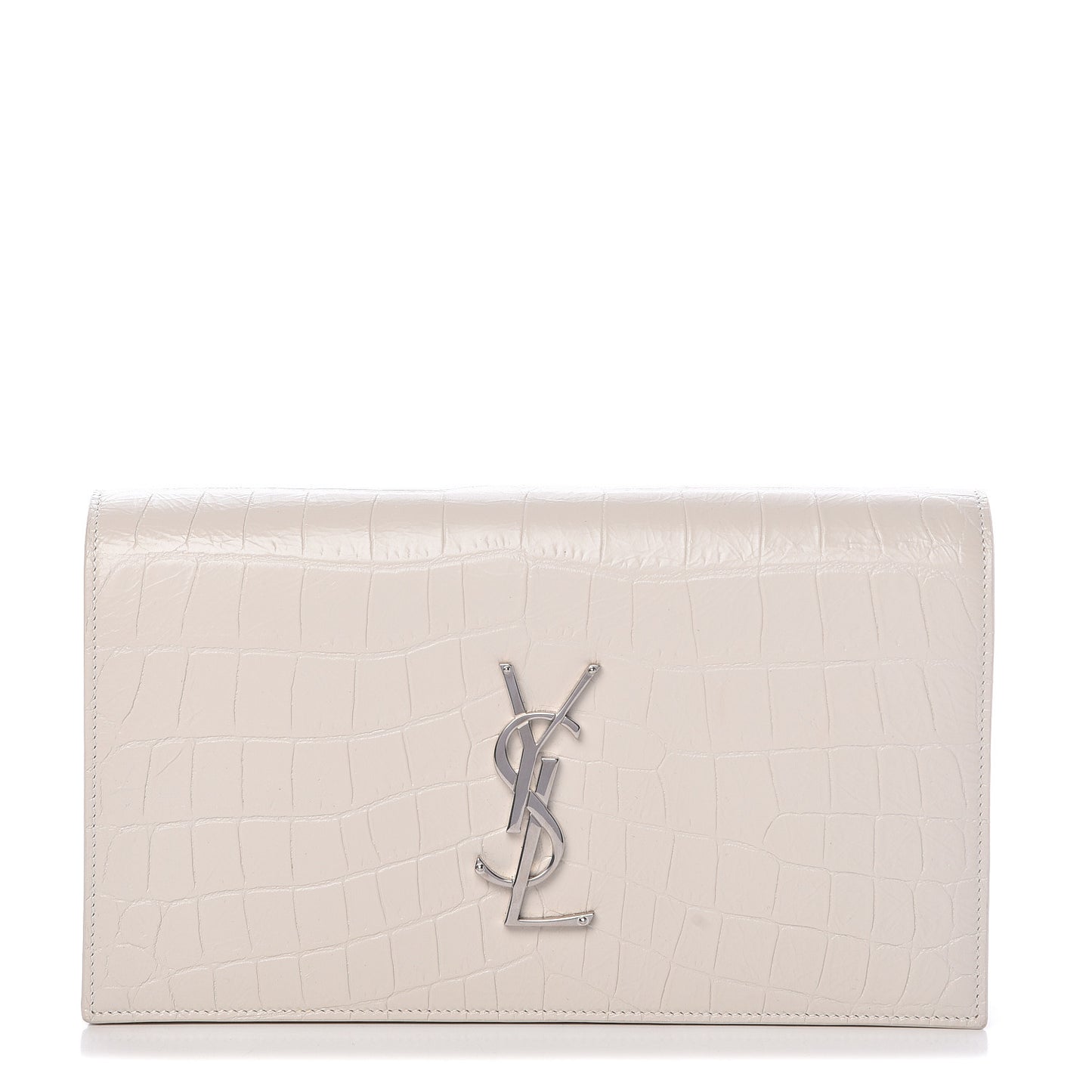 Calfskin Crocodile Embossed Classic Kate Monogram Clutch Porcellana