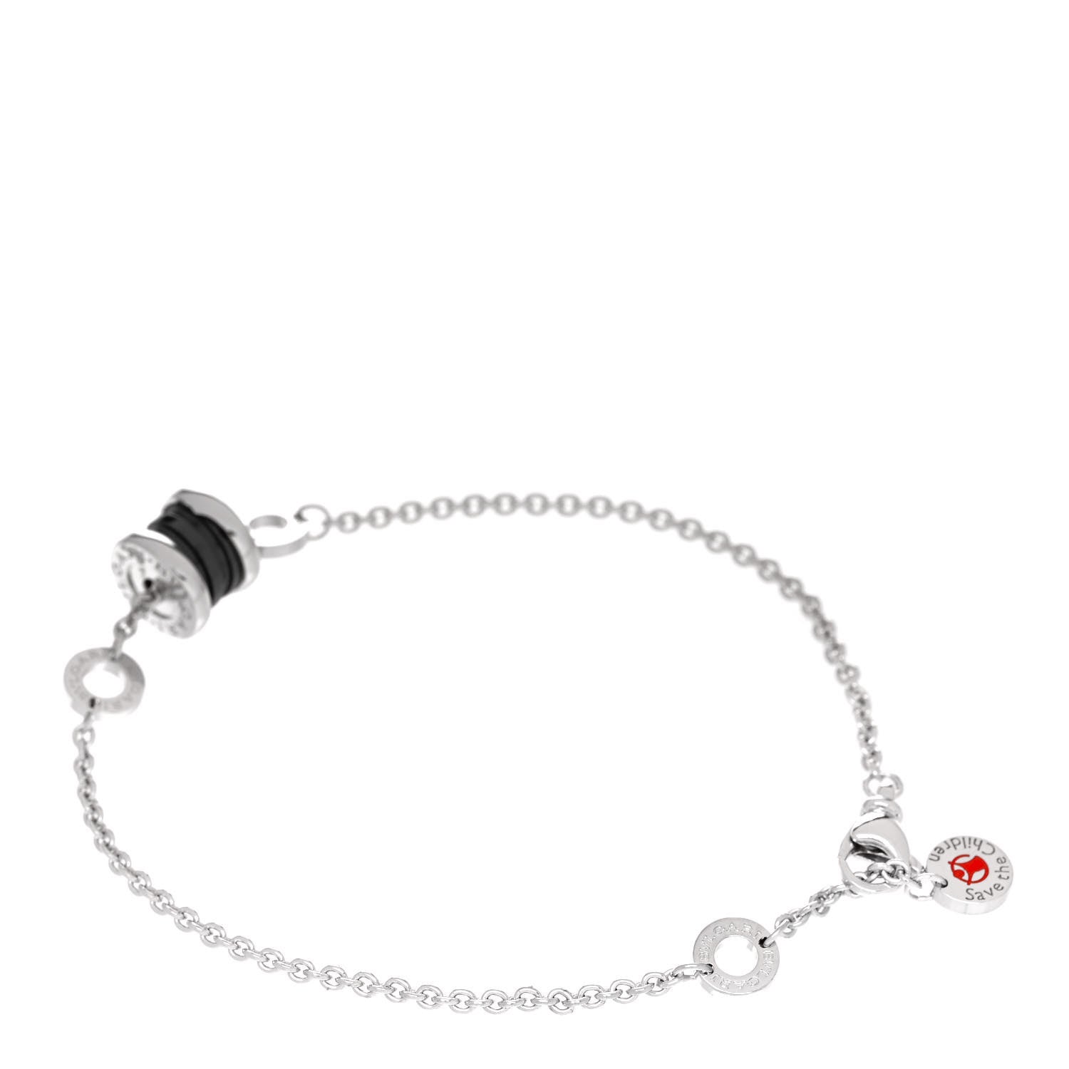 Bulgari Sterling Silver Black Ceramic Save the Children Bracelet 2 of 6