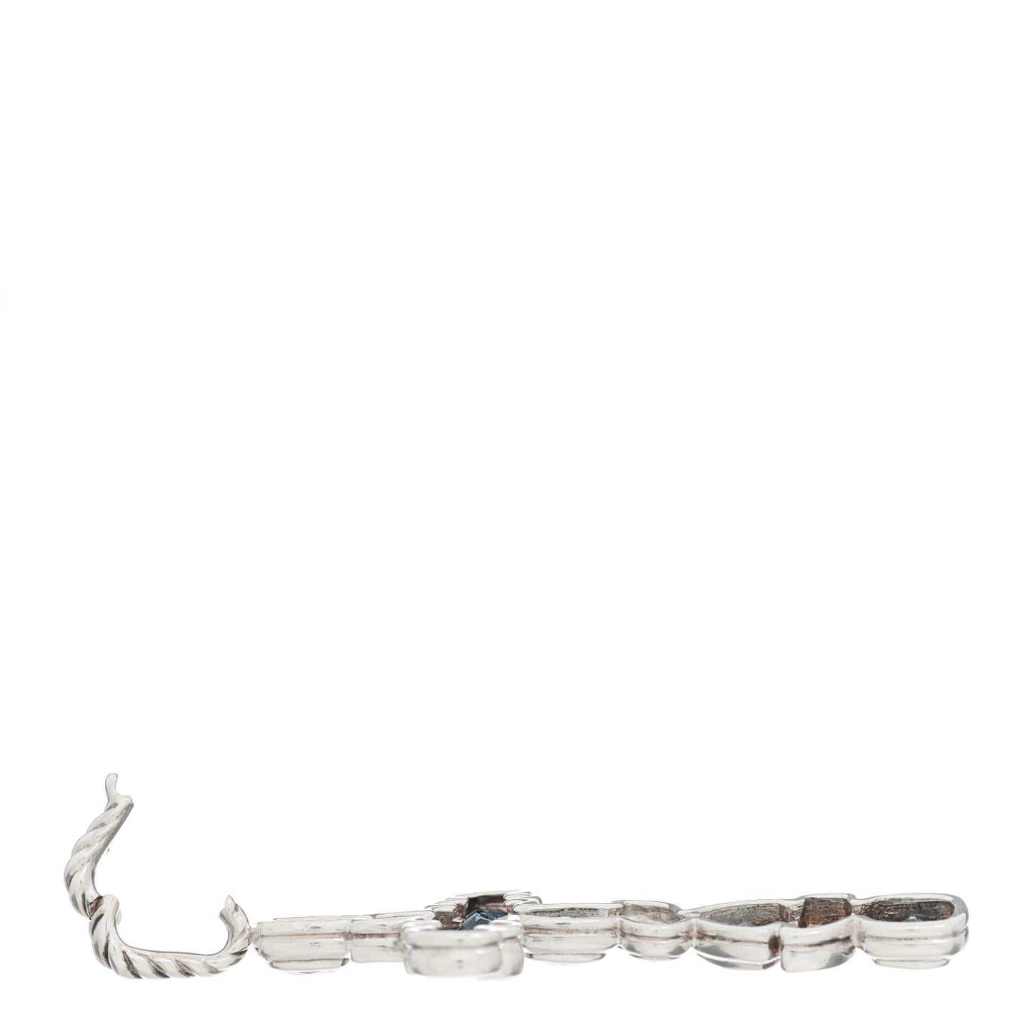 Sterling Silver Diamond Blue Topaz Turquoise Iolite Mosaic Cross Pendant