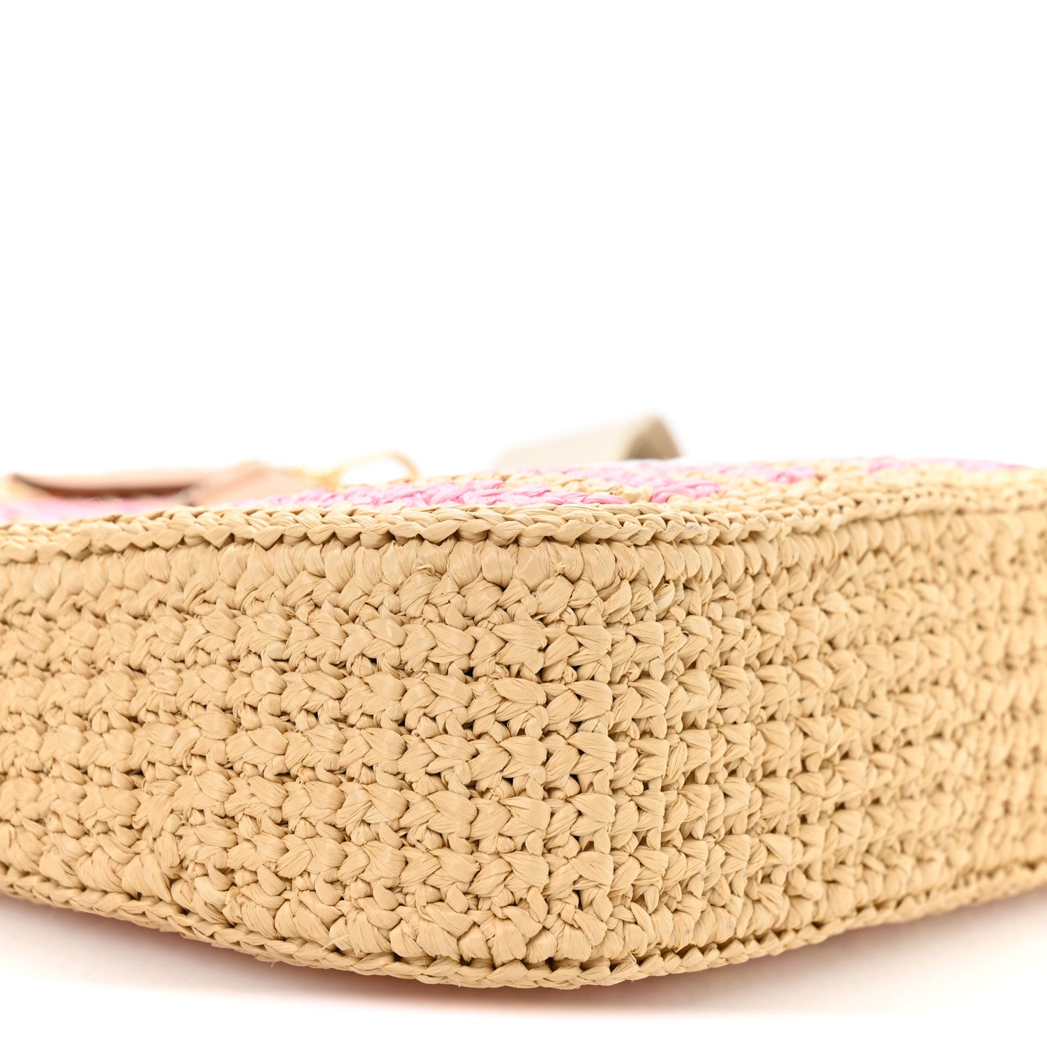 Prada Yarn Raffia Effect Crochet Striped Re-Edition 2005 Shoulder Bag Naturale Petalo 9 of 10