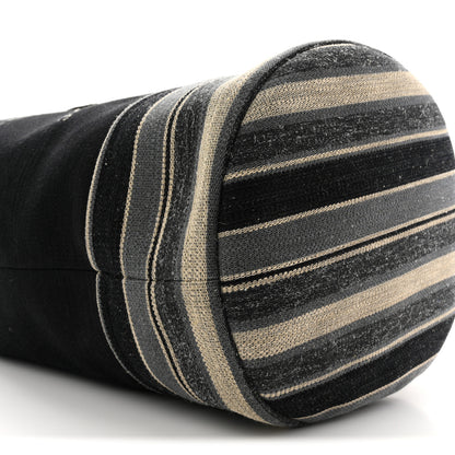 Chanel Striped Canvas Deauville Drawstring Backpack Black 16 of 19
