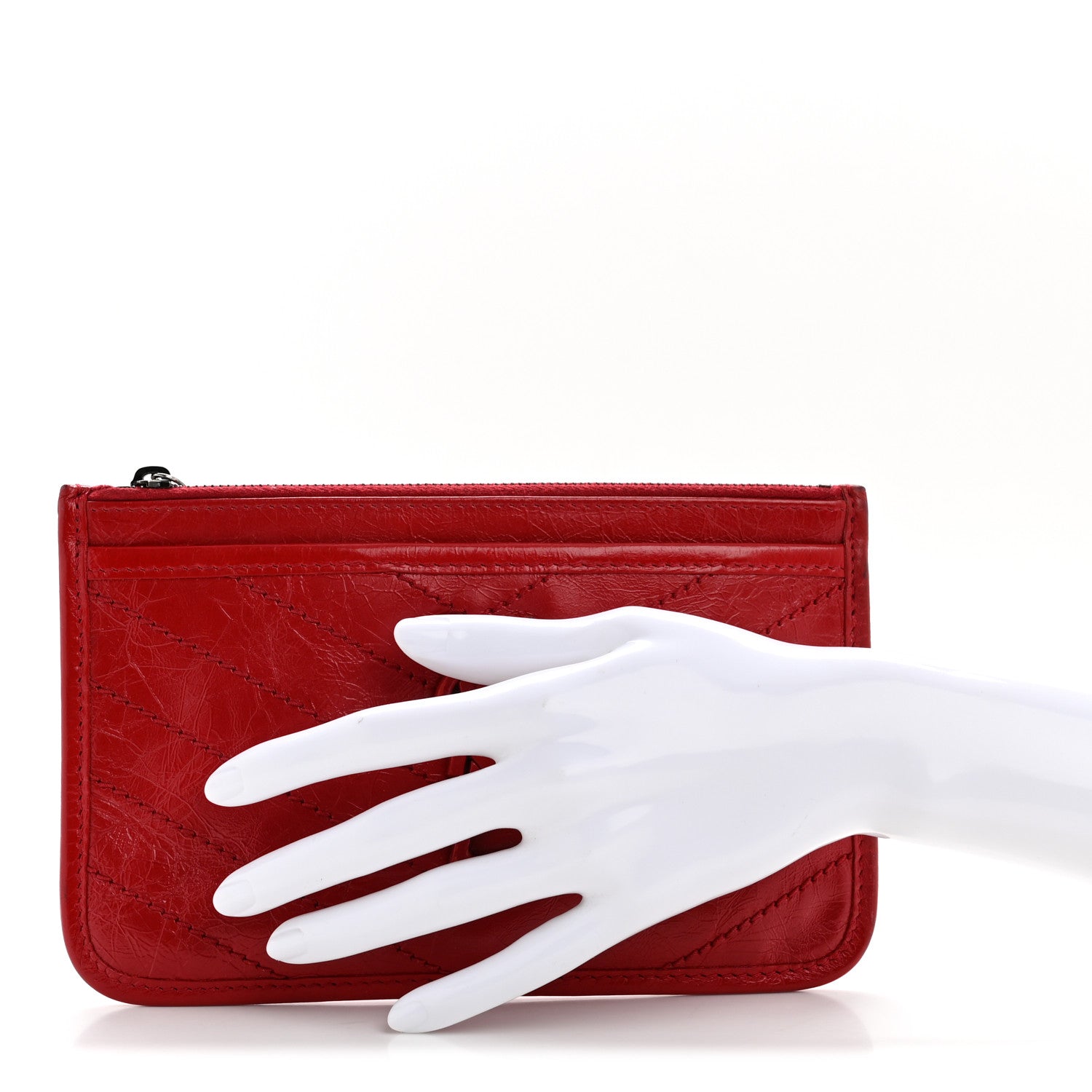 Saint Laurent Crinkled Calfskin Matelasse Niki Bill Pouch Red 2 of 9