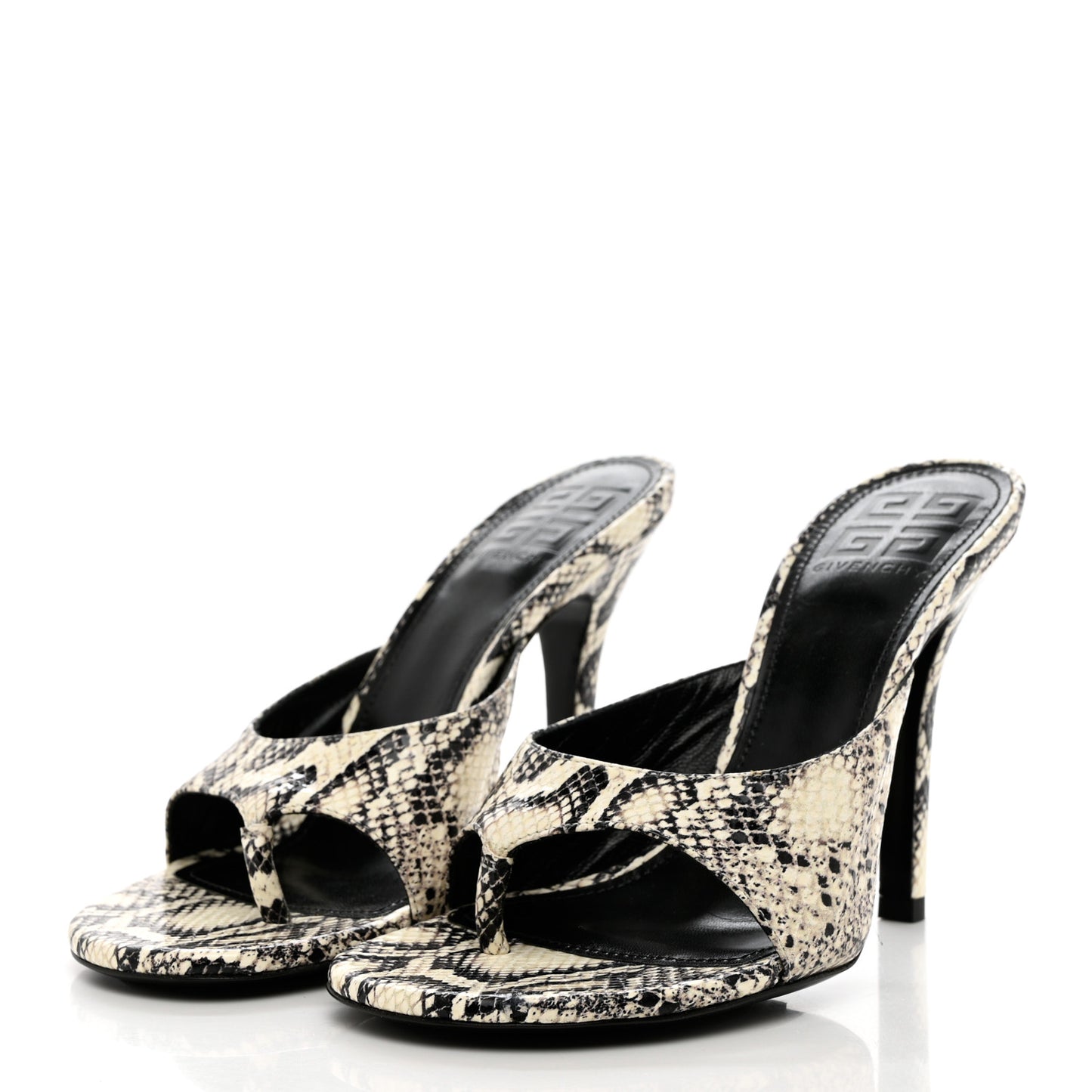 Snakeskin Embossed Look Book Thong Mules 38.5 Stone Grey