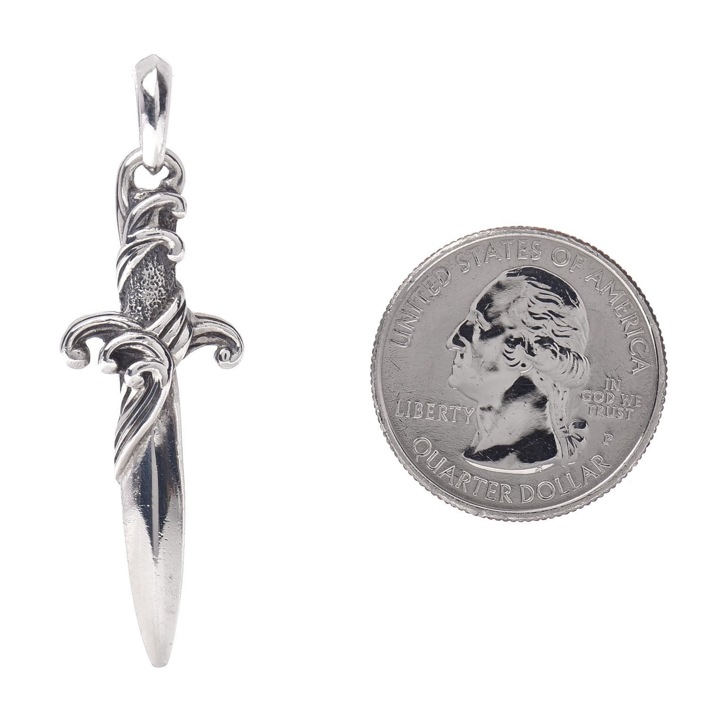 Sterling Silver Waves Dagger Amulet Pendant