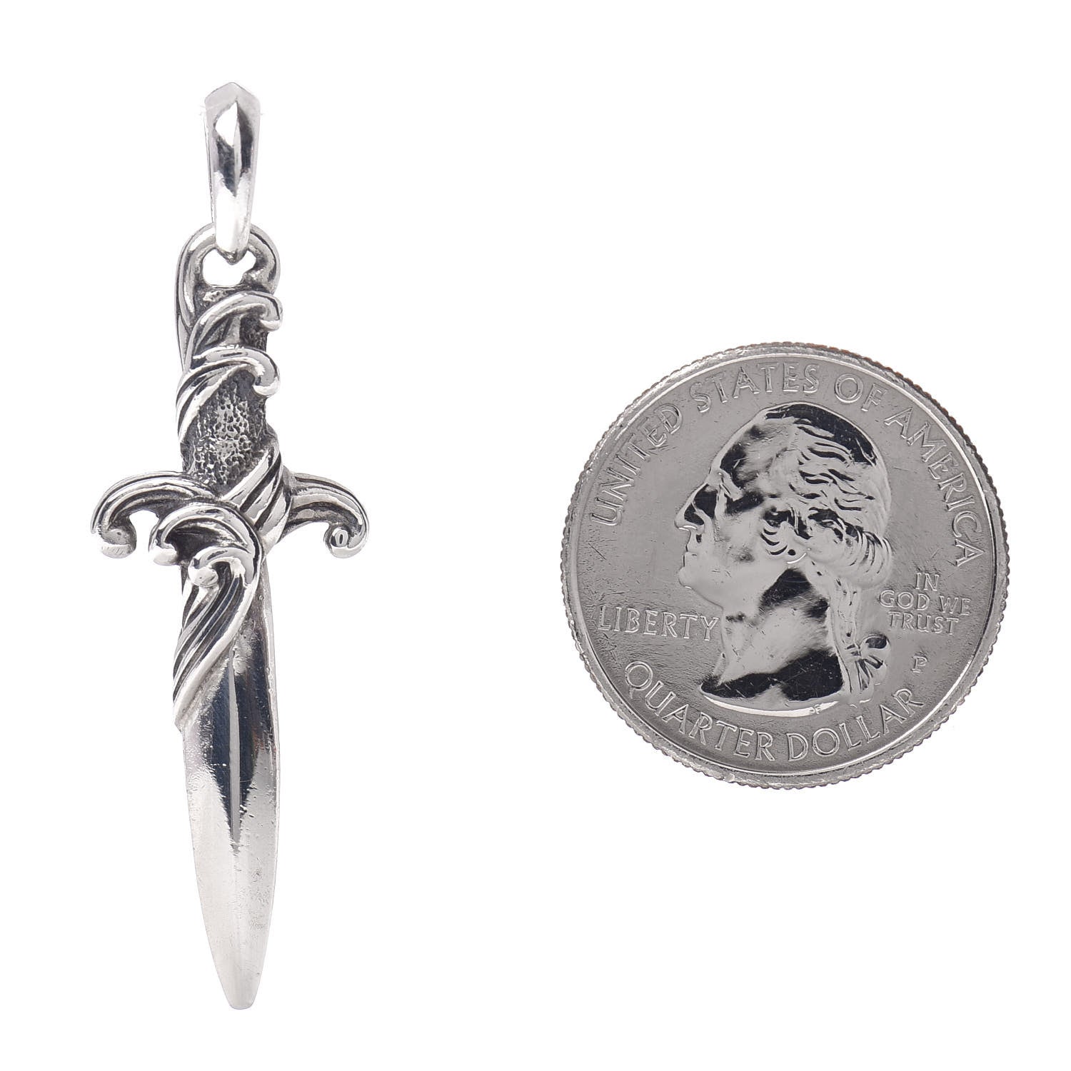 David Yurman Sterling Silver Waves Dagger Amulet Pendant 2 of 3