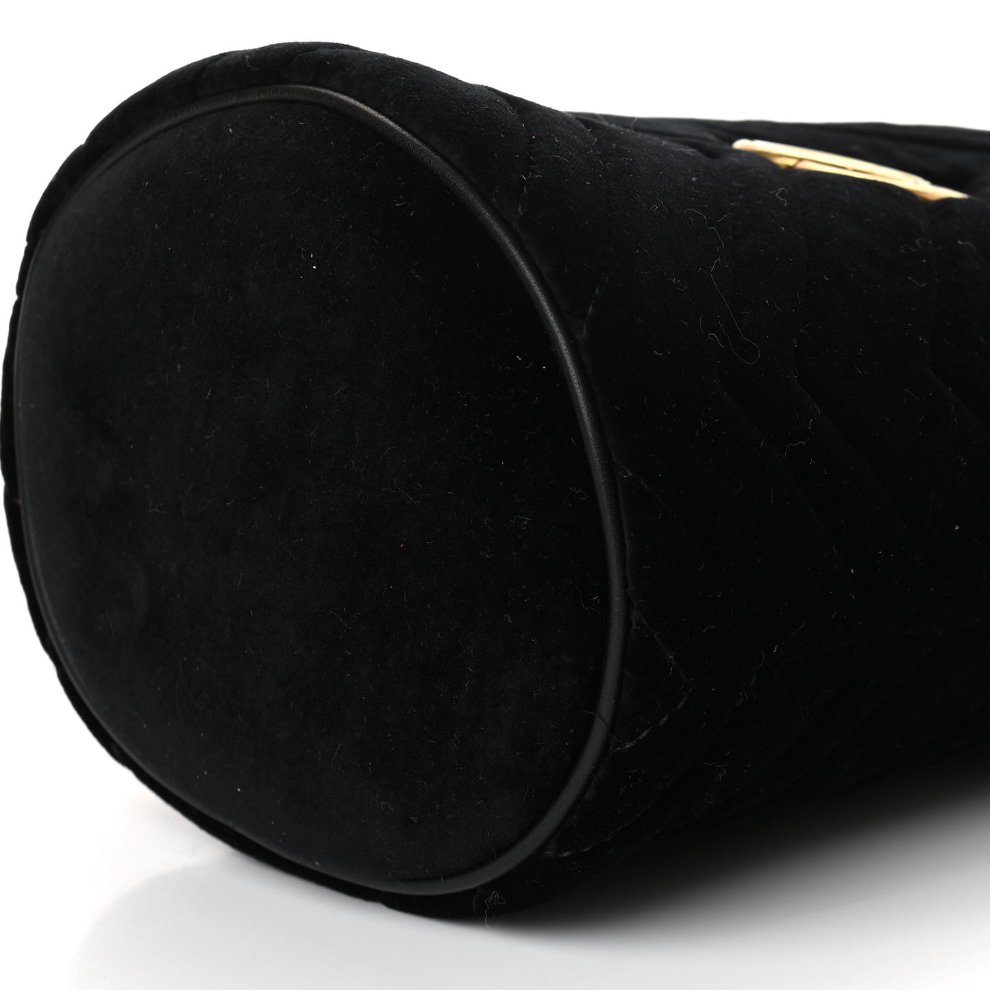 Velvet Matelasse Mini GG Marmont 2.0 Bucket Bag Black