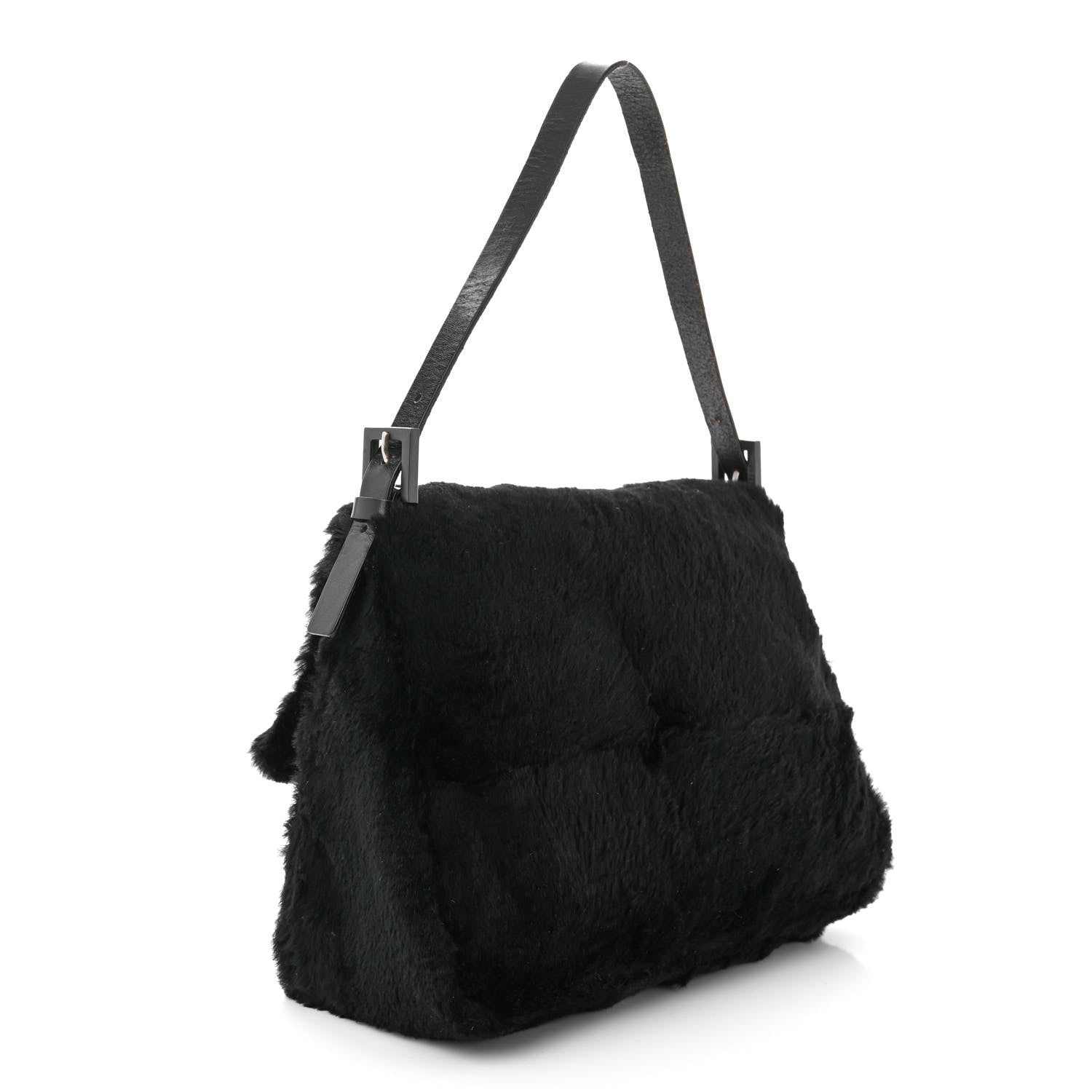 Fendi Rabbit Fur Mama Baguette Black 3 of 9