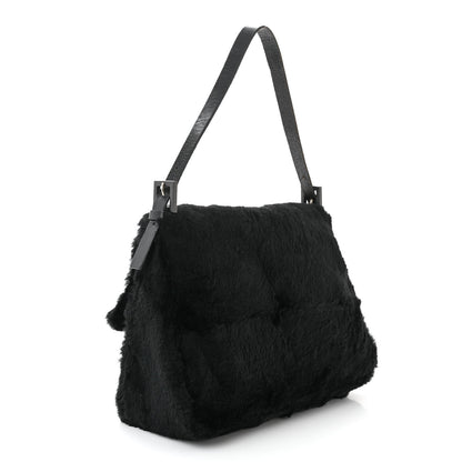 Fendi Rabbit Fur Mama Baguette Black 3 of 9