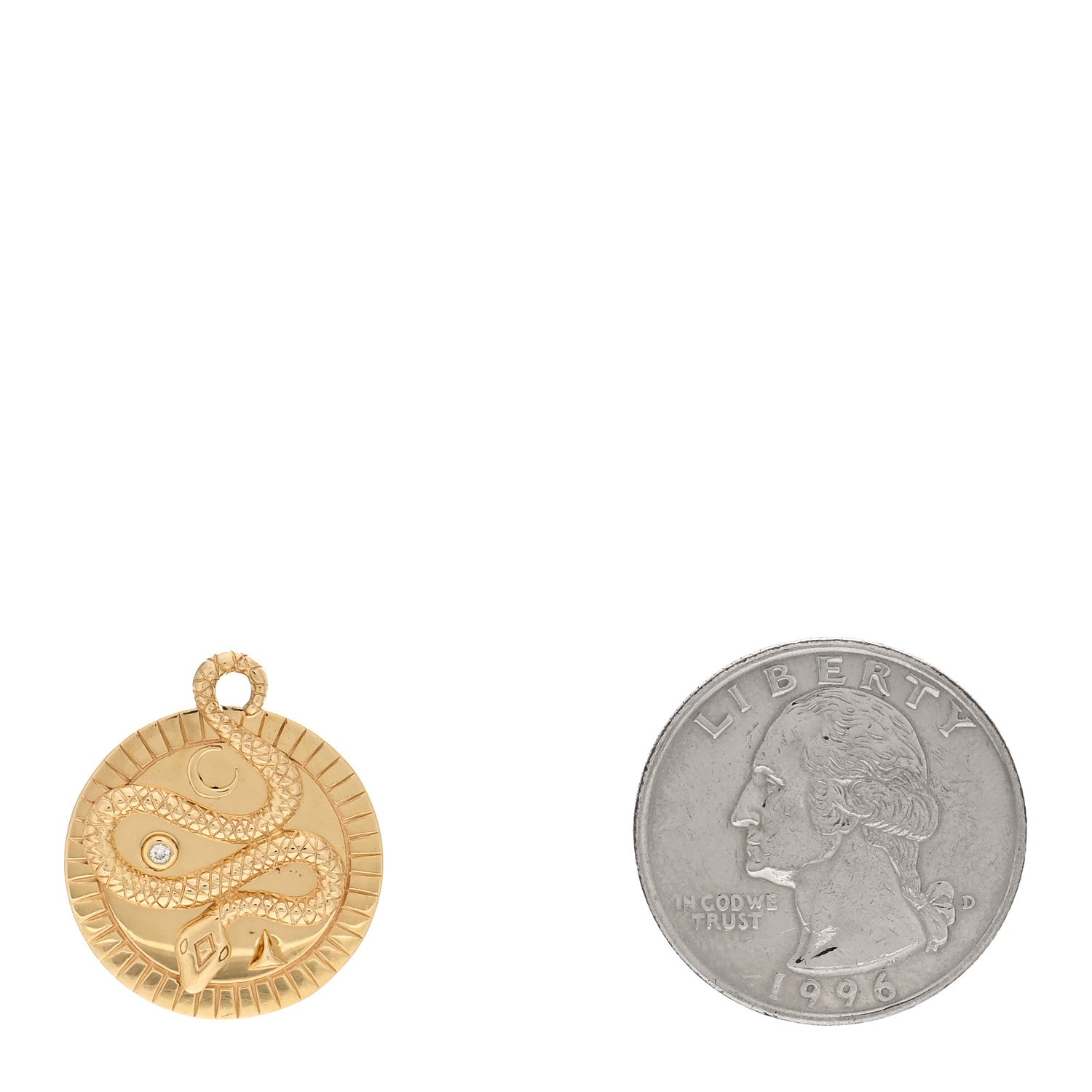 Foundrae 18K Yellow Gold Diamond Medium Wholeness Snake Medallion Pendant 2 of 3
