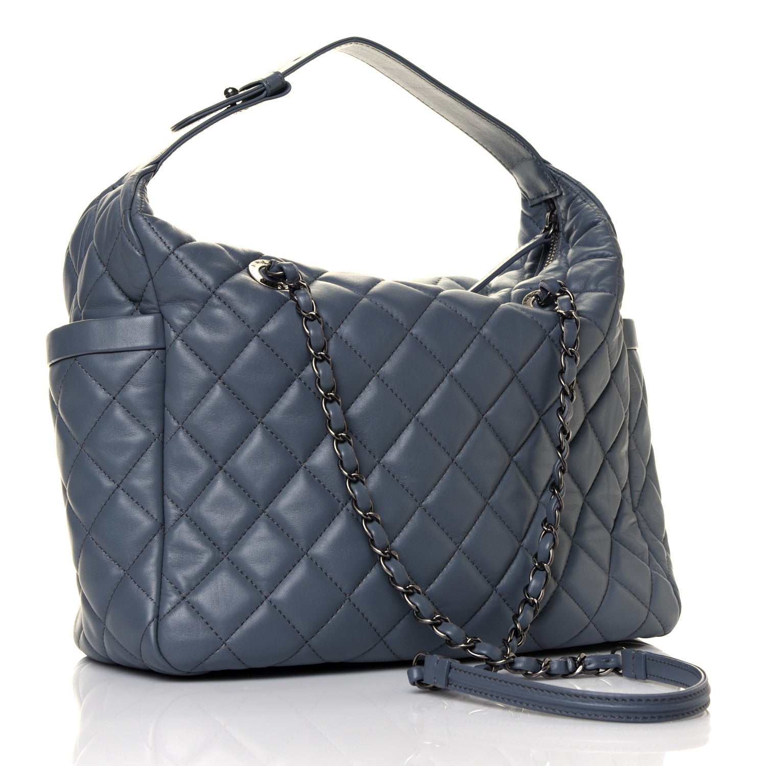 Chanel Lambskin Quilted Hobo Blue 5 of 32
