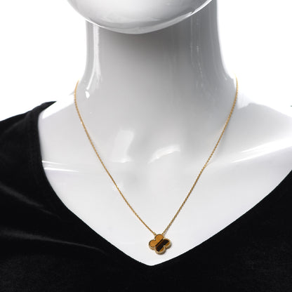Van Cleef & Arpels 18K Yellow Gold Tiger Eye Vintage Alhambra Pendant Necklace 2 of 7