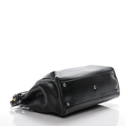 Fendi Goatskin Zucca Medium Peekaboo Iconic Satchel Black Tobacco 4 of 6