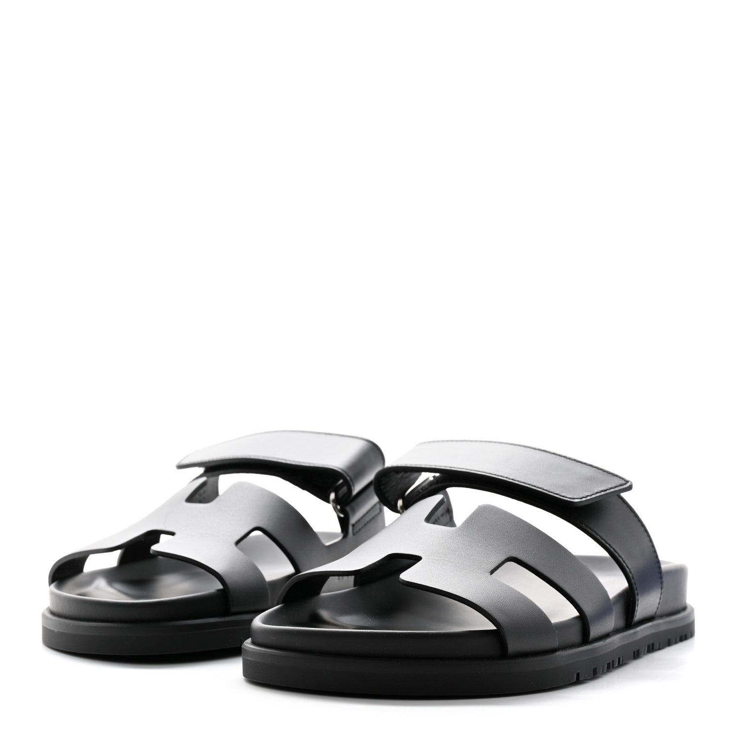 Hermes Calfskin Womens Chypre Sandals 36.5 Black 3 of 11