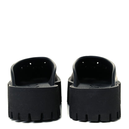 Gucci Rubber GG Monogram Perforated Elea Platform 55mm Lug Sole Sandals 38 Black 6 of 11