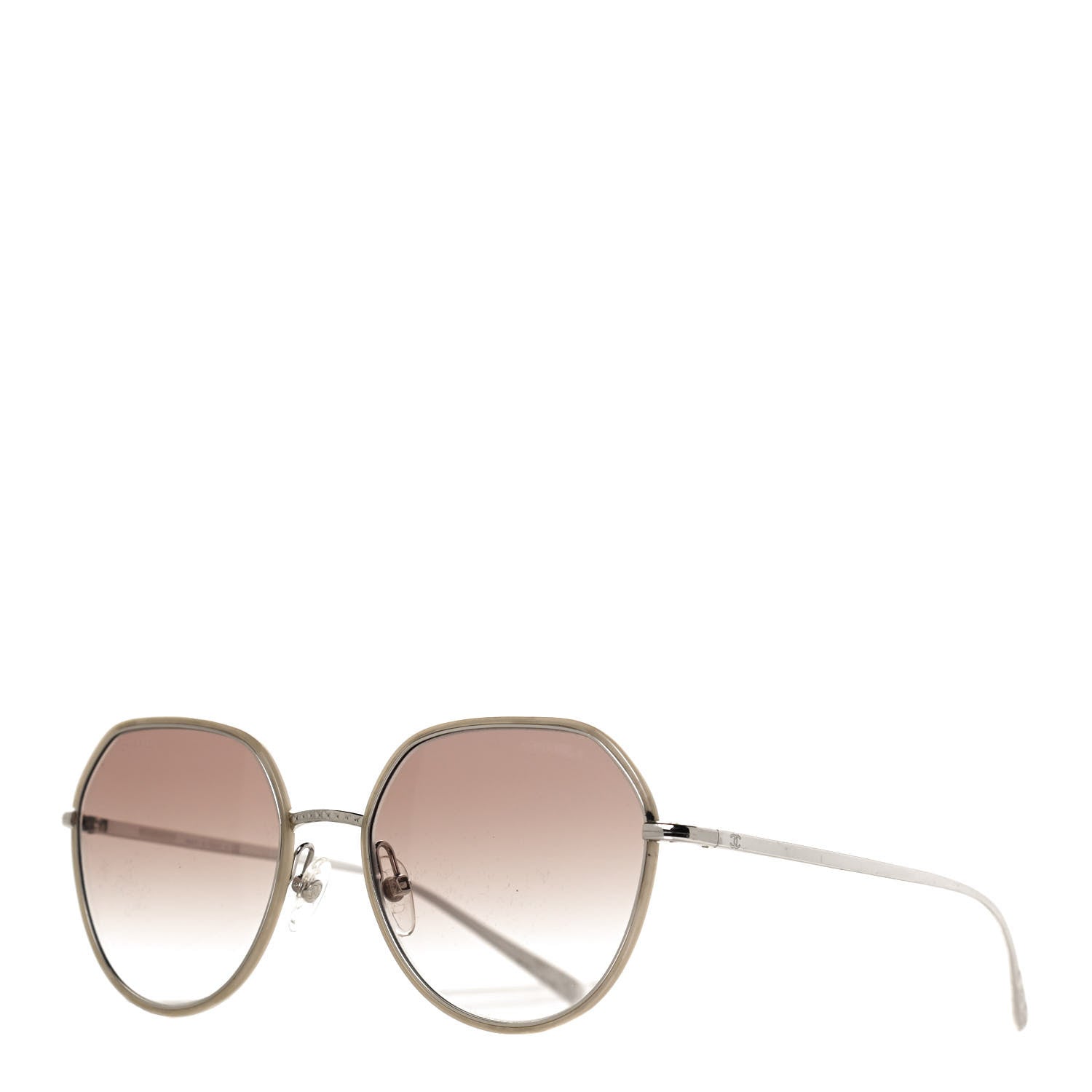 Chanel Round Sunglasses 4251-J Silver Brown 1 of 8