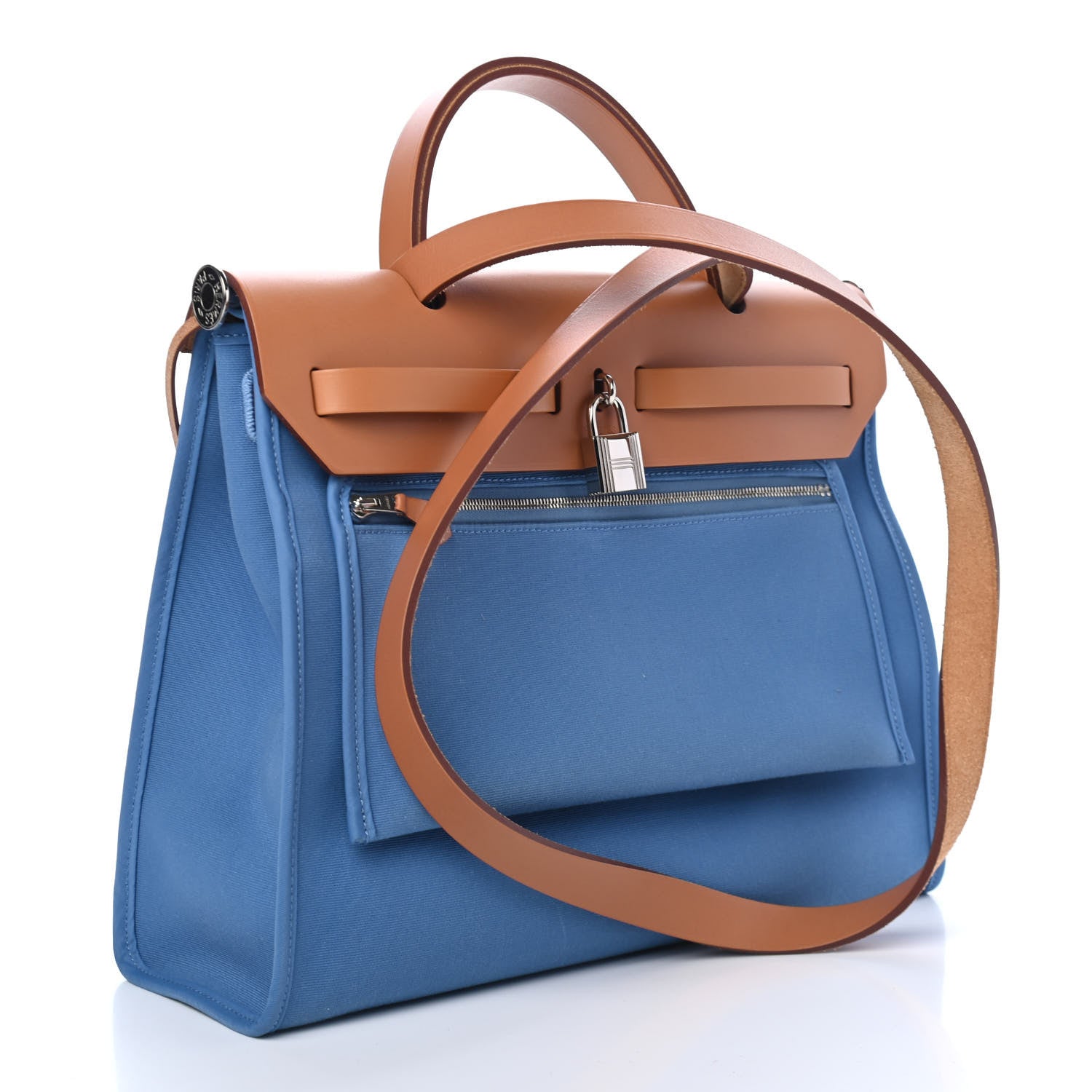 Hermes Vache Hunter Toile Herbag Zip 31 PM Azur Natural 2 of 4