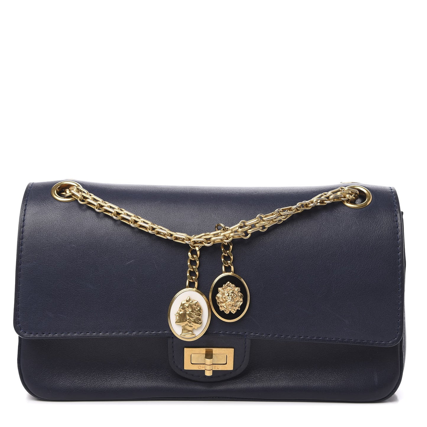 Calfskin Nude 2.55 Medals Reissue 225 Flap Navy