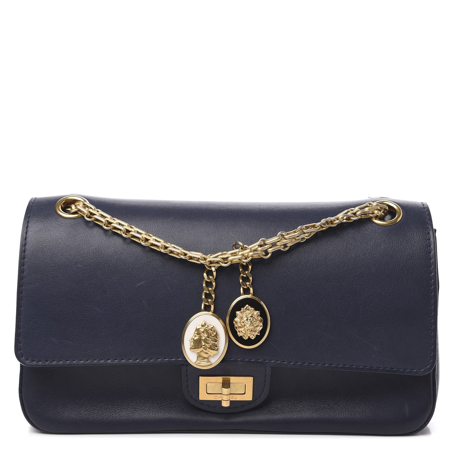 Chanel Calfskin Nude 2.55 Medals Reissue 225 Flap Navy 1 of 15