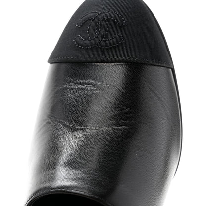 Chanel Goatskin Grosgrain Cap Toe CC Slingback Pumps 38.5 Black 9 of 10