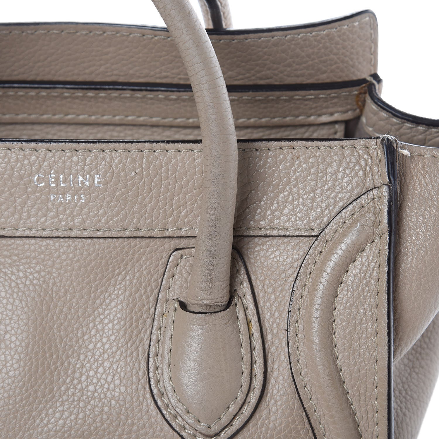 Celine Drummed Calfskin Nano Luggage Dune 11 of 16