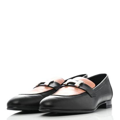Hermes Calfskin Womens Paris Loafers 38 Black Rose Aube 3 of 10