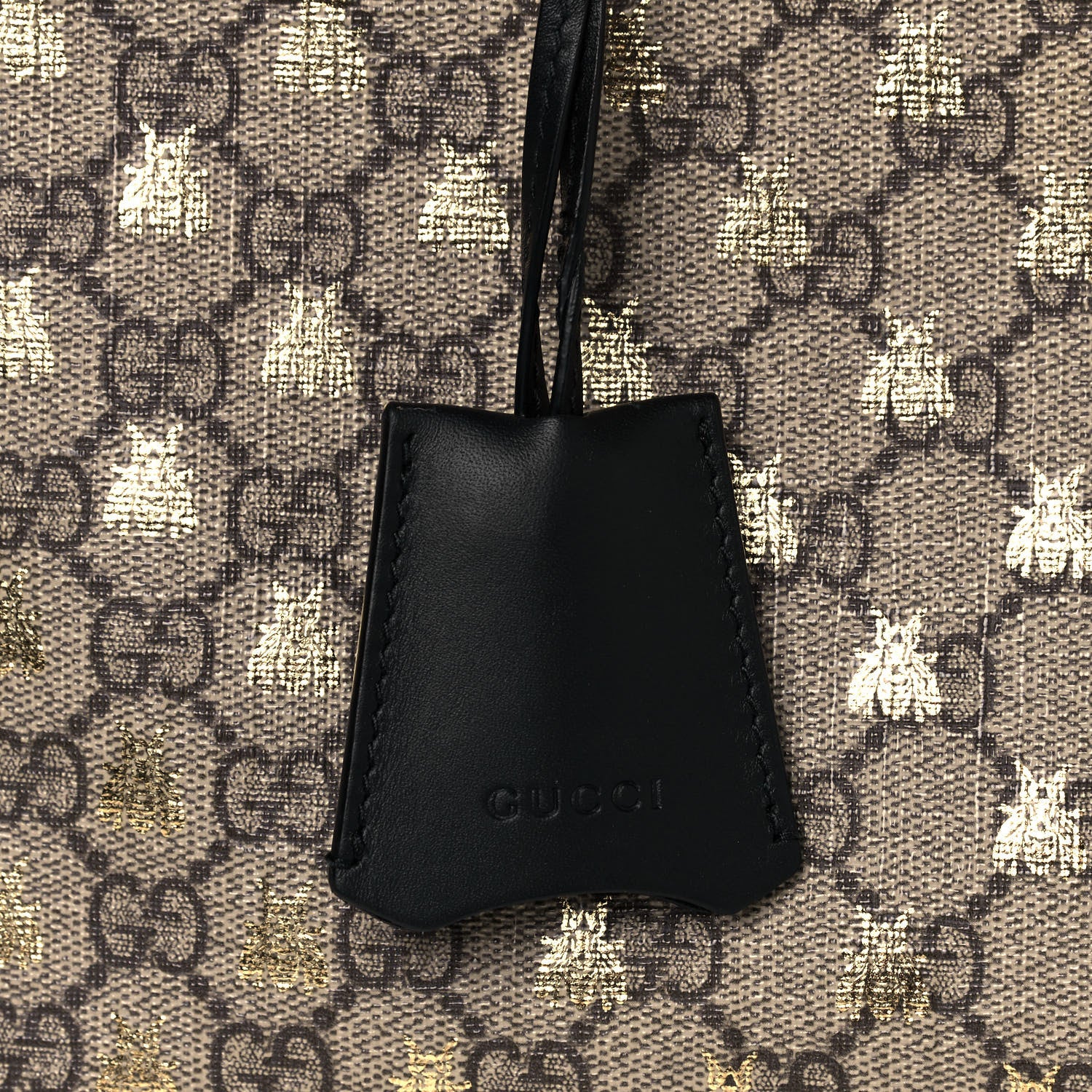 Gucci GG Supreme Monogram Bees Medium Padlock Tote Beige Oro Black 8 of 16