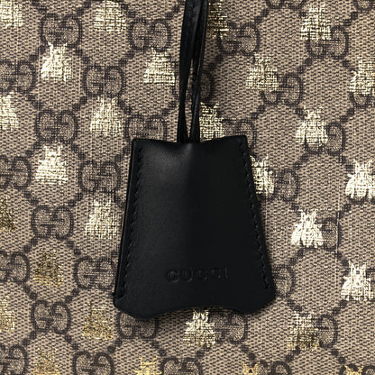 Gucci GG Supreme Monogram Bees Medium Padlock Tote Beige Oro Black 8 of 16