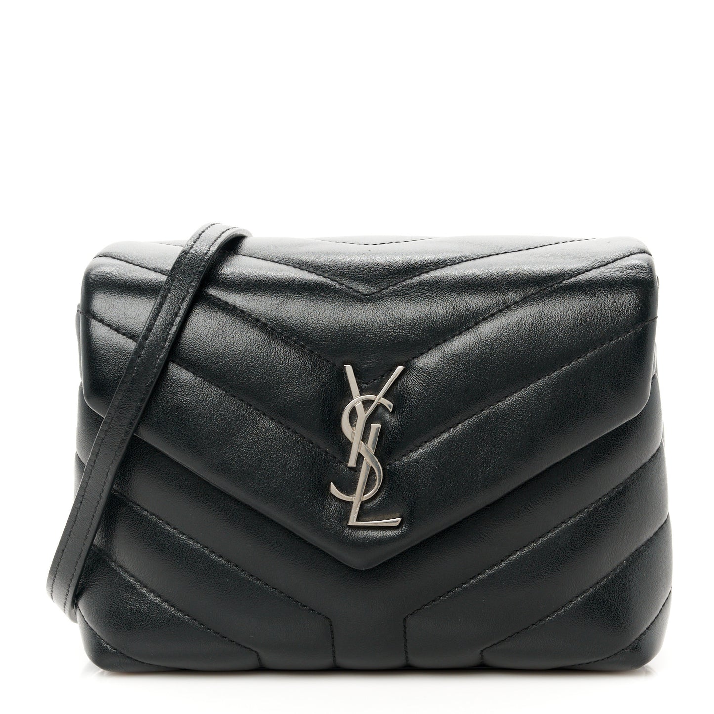 Calfskin Y Quilted Monogram Toy Loulou Crossbody Bag Black