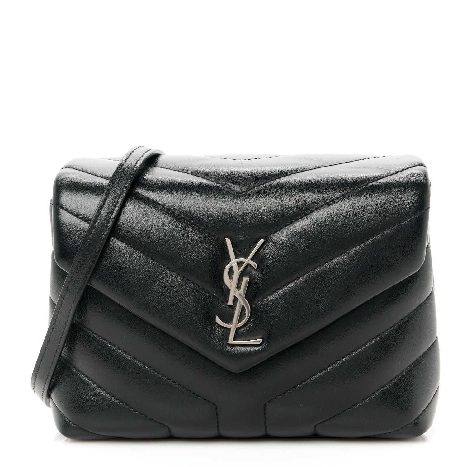 Saint Laurent Calfskin Y Quilted Monogram Toy Loulou Crossbody Bag Black 1 of 12