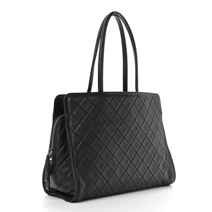 Chanel Calfskin Quilted Shopping Tote Black 2 of 8
