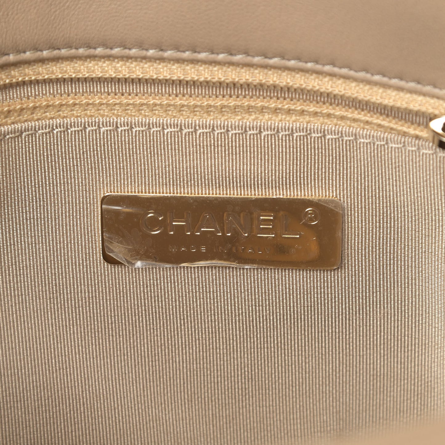 Lambskin Quilted Medium Chanel 19 Flap Dark Beige