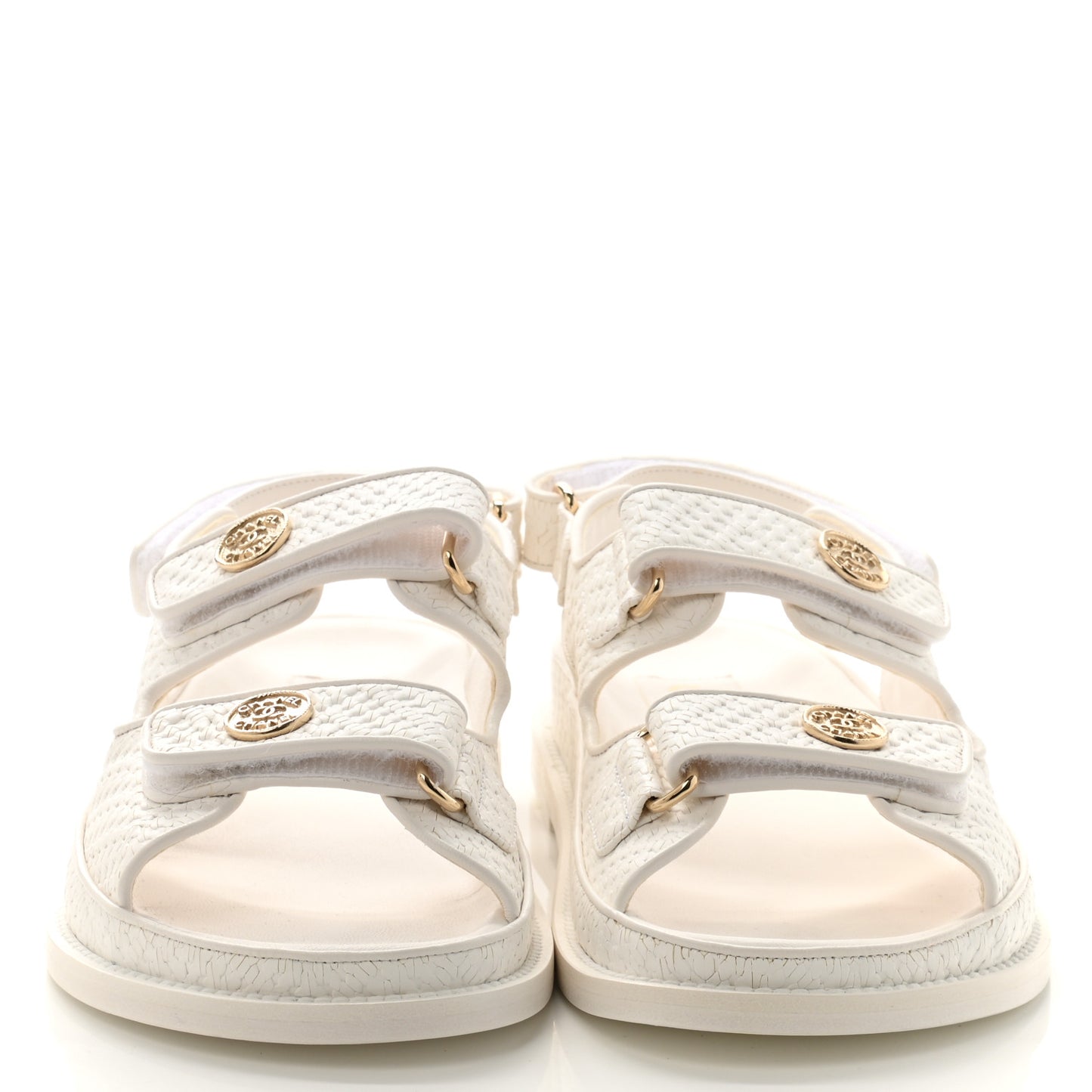 Calfskin Printed Velcro Dad Sandals 39 White