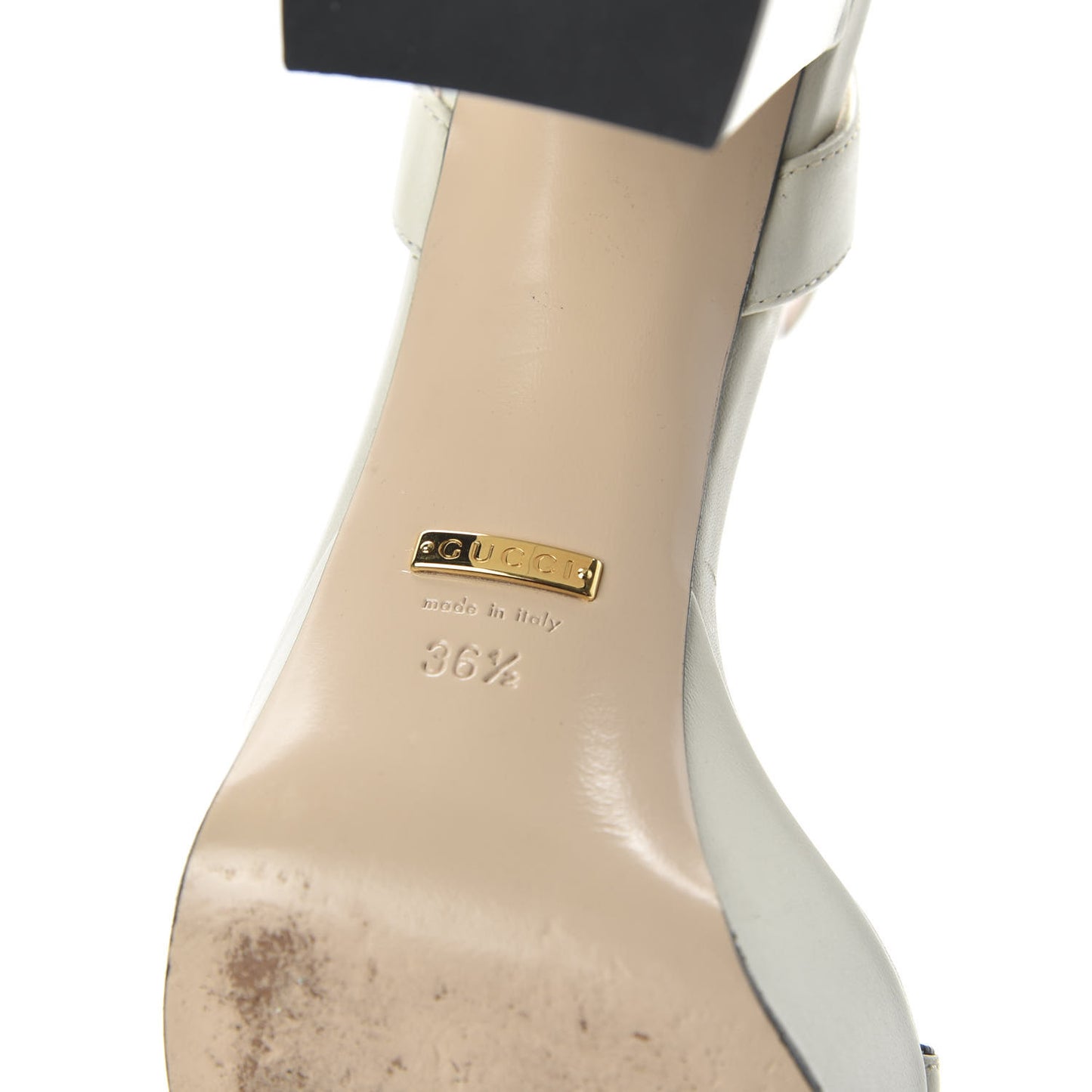 Calfskin GG Marmont Ankle Wrap 30/85mm Platform Sandals 36.5 Mystic White